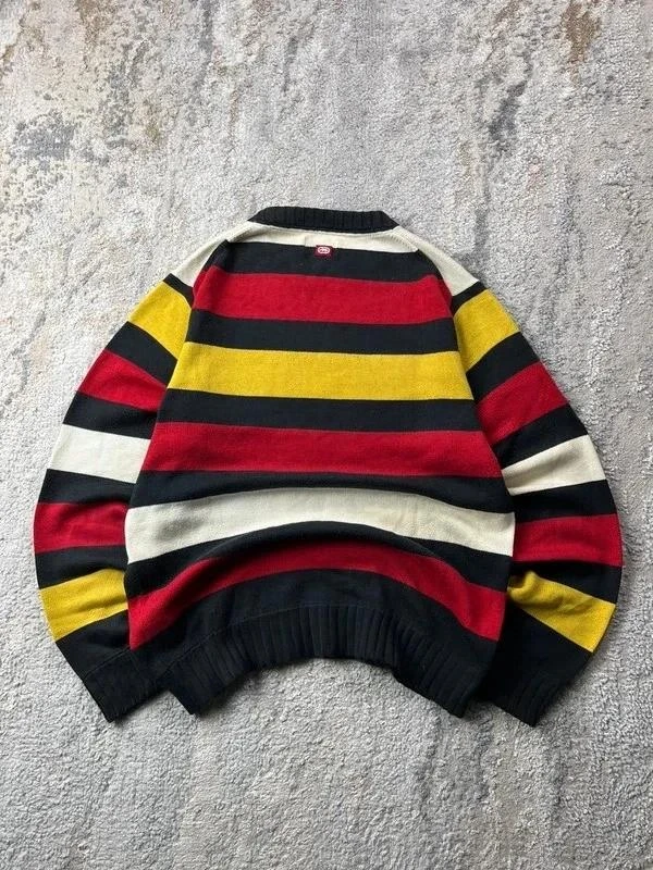 Suéter de gola redonda com estampa de listras pretas e vermelhas Retro Ecko unltd. Masculino tamanho M – photo 8